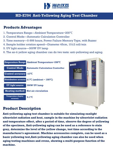 Anti-Yellowing Aging Test Chamber HD-E704