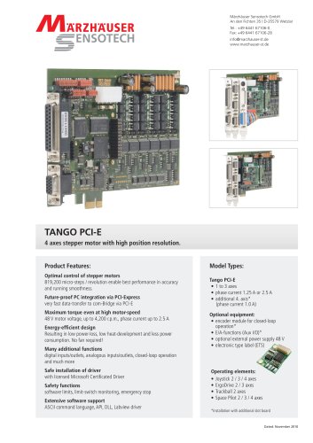 TANGO PCI-E 4 axes stepper motor with high position resolution.