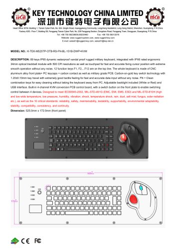 Radar Keyboard K-TEK-M525TP-OTB-RS-FN-BL-151B-DWP+KVM