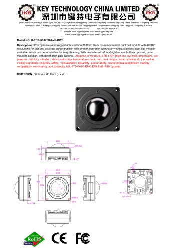 Removable Optical Trackball K-TEK-38-MTB-AVR DWP Datasheet