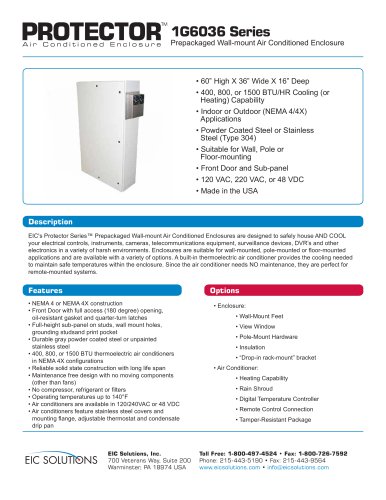 1G6036 Prepackaged Air Conditioned Enclosure