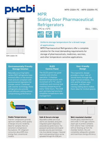 MPR-S500(R)H-PE - MPR Sliding Door Pharmaceutical Refrigerators