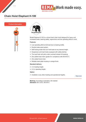 Chain Hoist Elephant H-100