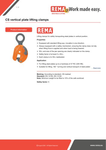 CS vertical plate lifting clamps