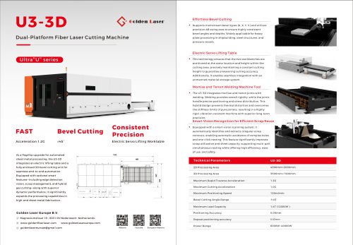 Golden Laser 3D Fiber Laser Cutting Machine U3-3D for Sheet Metal