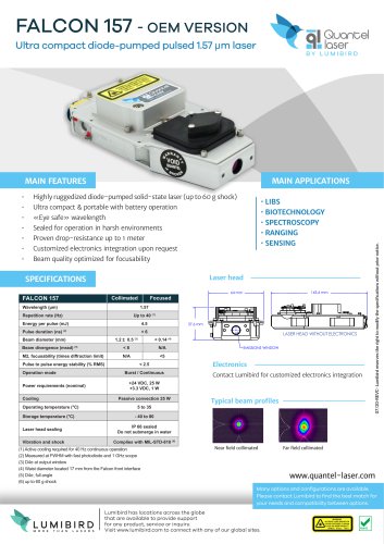 FALCON 157 - OEM VERSION / Ultra compact diode-pumped pulsed 1.57 &micro;m laser