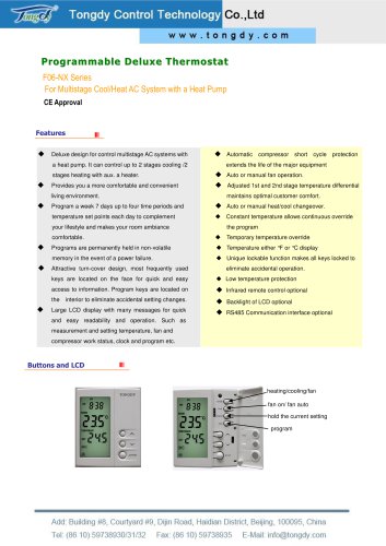 F06-NX series of deluxe multi-stage AC thermostat | Tongdy®