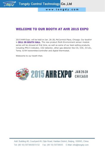 Welcome to our booth at AHR 2015 Expo