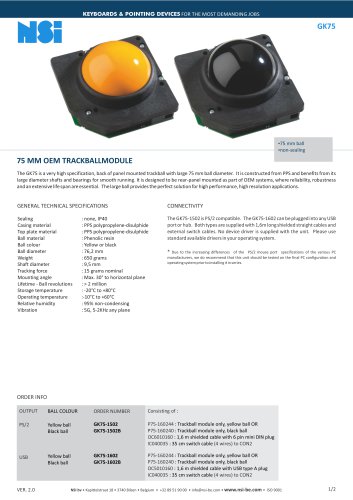 75 mm black OEM trackball module