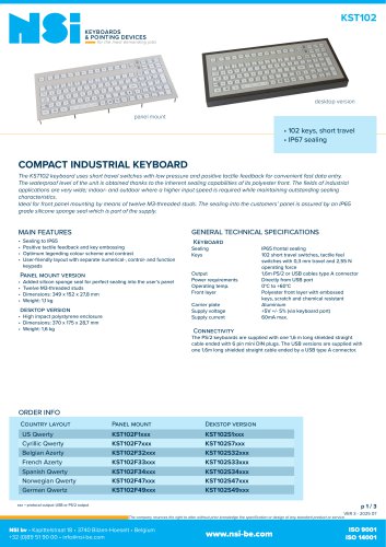 Compact industrial panel mount keyboard