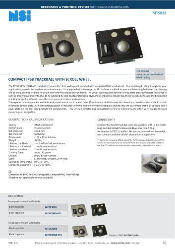 Compact IP68 trackball with scroll wheel