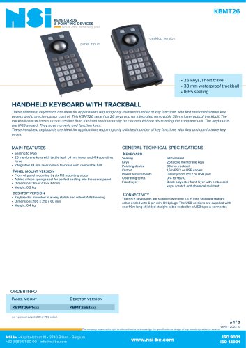 Handheld panel mount keyboard with trackball