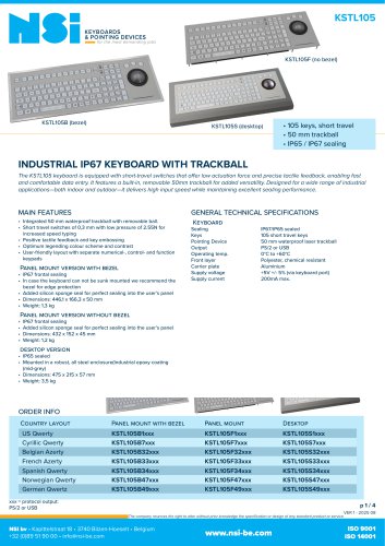 Industrial IP65 keyboard with trackball
