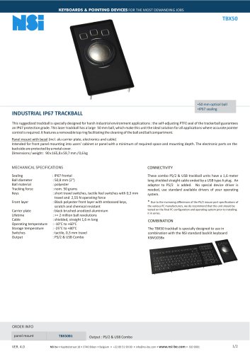 Industrial IP67 trackball