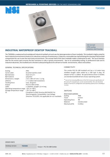 Industrial waterproof desktop trackball
