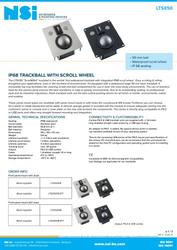 IP68 trackball with scroll wheel