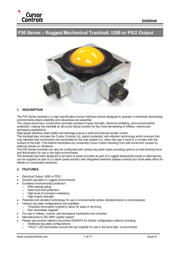 Rugged 50 mm military trackball module