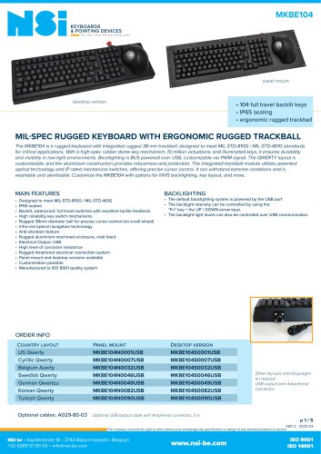 Rugged full travel keyboard with rugged trackball