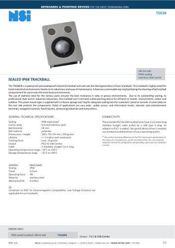 Sealed IP68 trackball