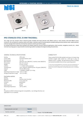 Stainless steel 25 mm trackball