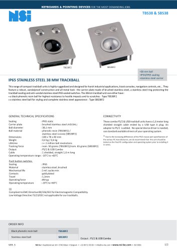 Stainless steel 38 mm trackball