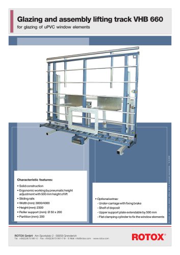 Glazing and assembly lifting track VHB 660