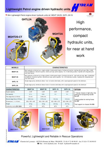 Lightweight Petrol engine driven hydraulic units