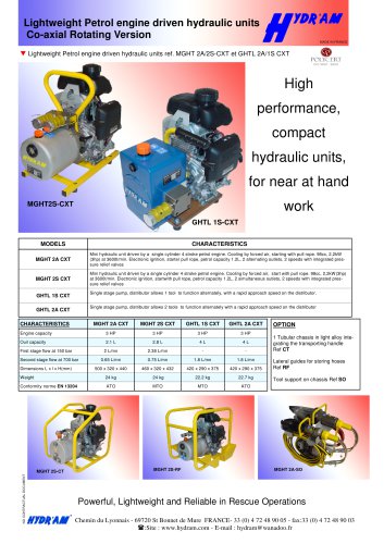 Lightweight Petrol engine driven hydraulic units Co-axial Rotating Version