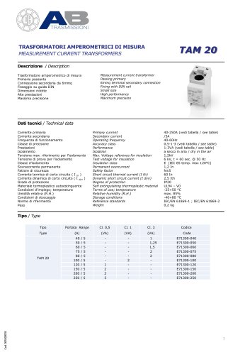 MEASUREMENT CURRENT TRANSFORMER TAM 20