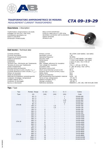 MEASUREMENT CURRENT TRANSFORMERS CTA 09-19-29