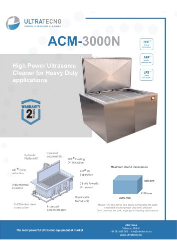 Ultrasonic cleaning machine - ACM-750N - UltraTecno - immersion / automatic  / automotive