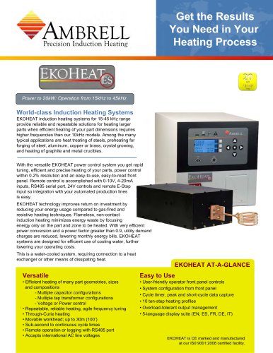 Power to 20kW, frequency of 15-45kHz