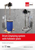 Drum emptying system with follower plate