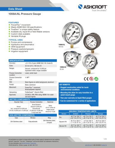1008A/AL Pressure Gauge