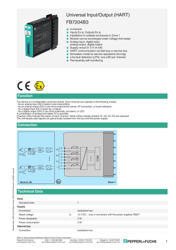 Universal Input/Output (HART) FB7204B3