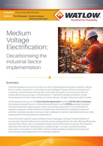 Medium Voltage Electrification: Decarbonising the Industrial Sector Implementation