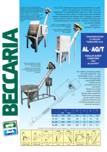 Tabular screw conveyor type AL and AG/T