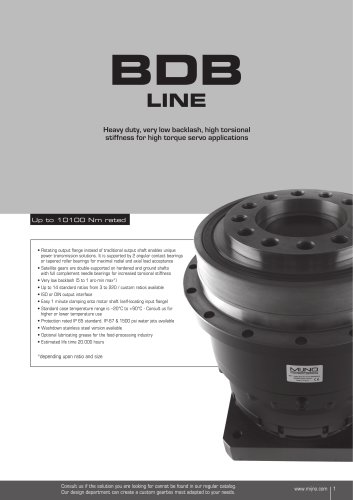 BDB line Heavy duty, very low backlash, high torsional stiffness for high torque servo applications