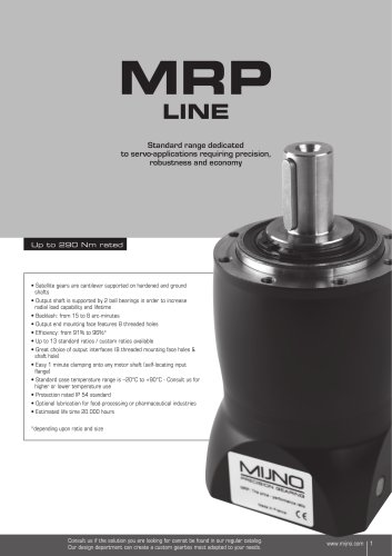 MRP line Standard range dedicated to servo-applications requiring precision, robustness and economy