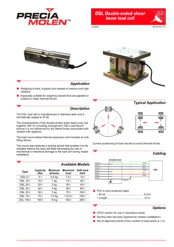 Double-ended shear beam load cell DSL &ndash; From 5 to 100 t