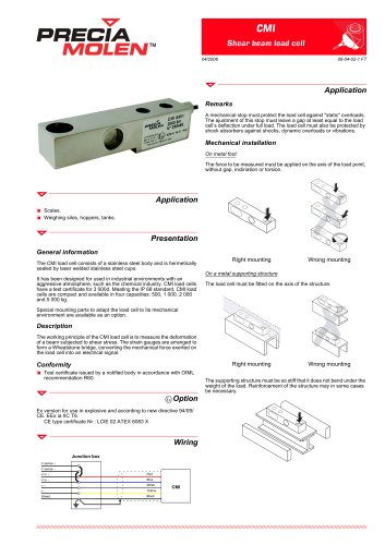 Shear beam load cell CMI &ndash; from 500 to 5000 kg