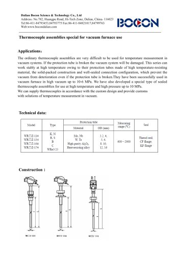 2 Thermocouple assemblies special for vacuum furnace