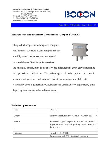 BOCON-temperature and humidity transmitter (output 4-20mA)THM100-11A-YC Buliding/Workshop