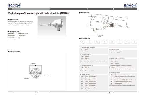 Explosion-proof thermocouple with extension tube TM2803