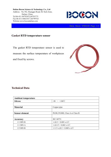 Gasket RTD temeprature sensor for workpiece surface TM1110