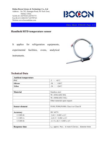 handheld RTD temperature sensor  for refrigeration/analytical equipment/experimental  facilitiesTM1118