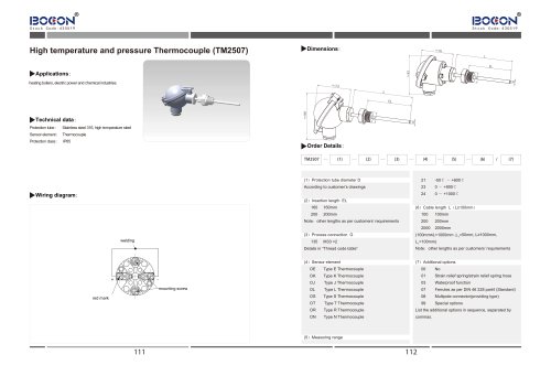 High temperature and pressure Thermocouple TM2507