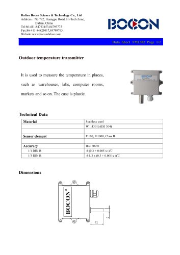 Outdoor temperature transmitter for warehouse/markets TM1302