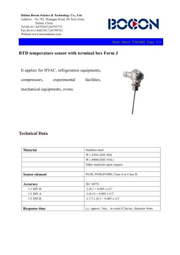 RTD temperature sensor Form J for HVAC/ refrigeration/compressor-TM1402