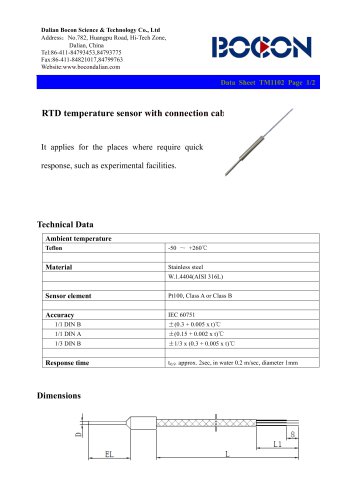 Sheathed The RTD temperature sensor with connection cable (TM1103)